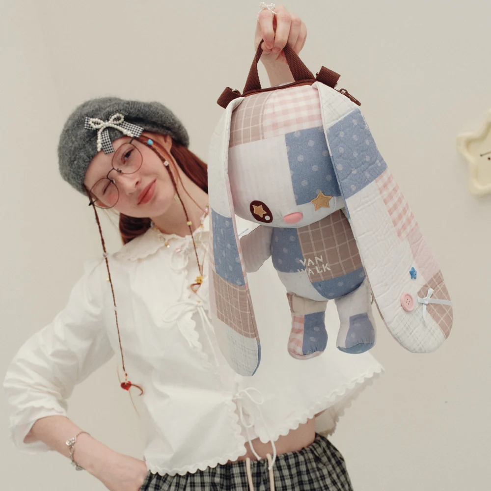 VANWALK Planner House Series Cute Patchwork Lop-eared Rabbit Backpack v3028 - Image 2